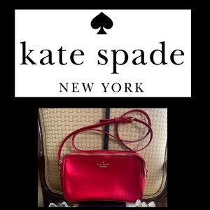 KATE SPADE ♠️ Red Satin Crossbody Bag with Gold Hardware